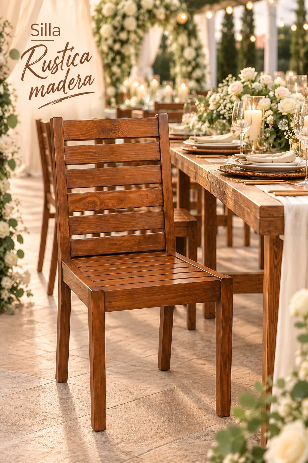 SILLA DE MADERA RUSTICA