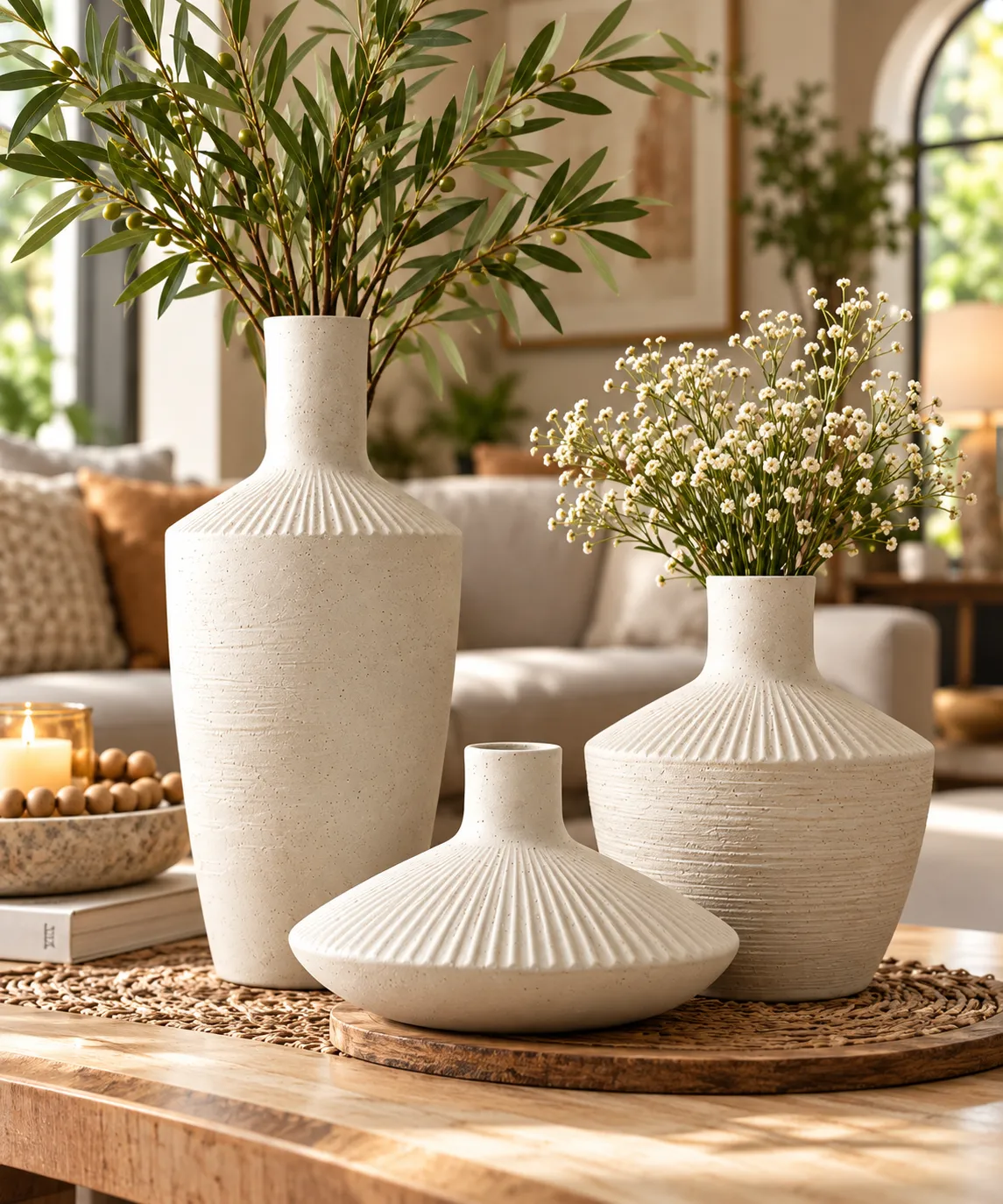 JARRONES DE CERAMICA BLANCO TEXTURIZADO COLECCION 253 - imagen 3