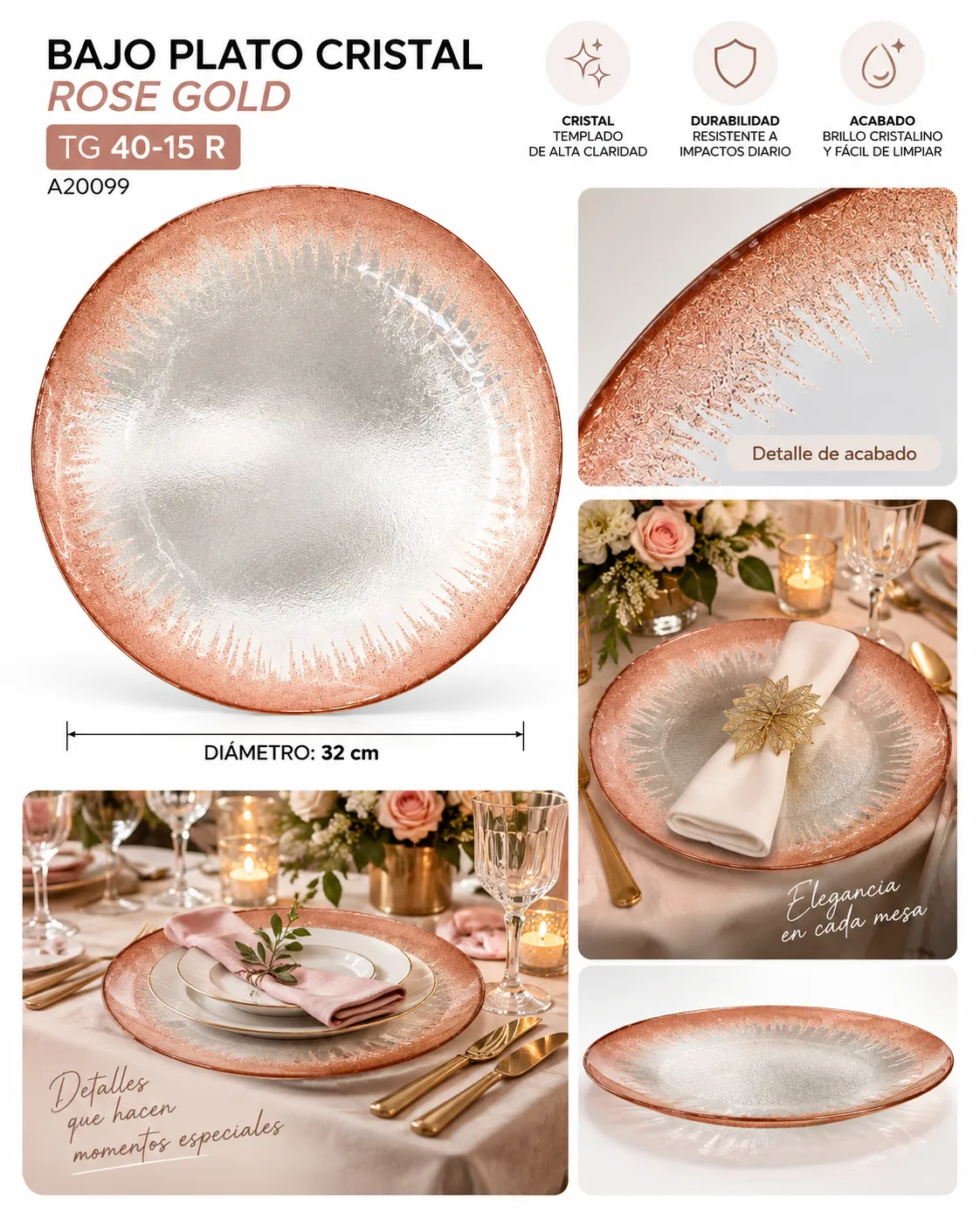 BAJO PLATO ROSE GOLD