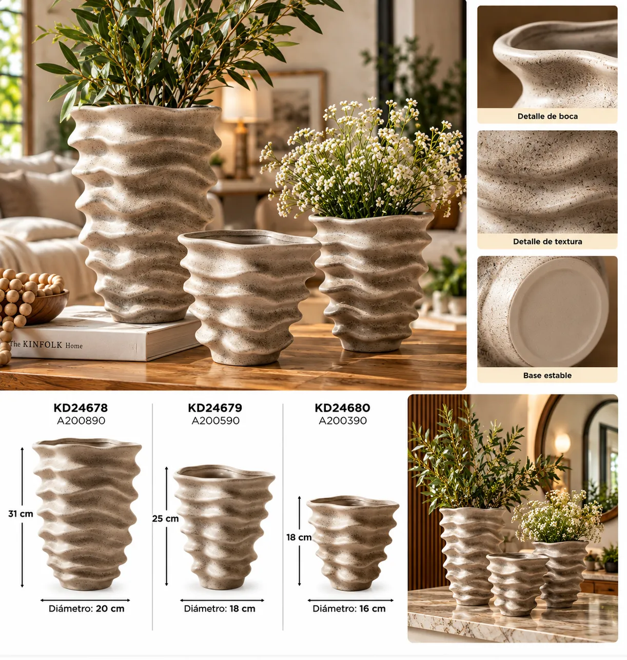 JARRONES DE CERAMICA ONDULADOS-COLECCION KD246 - imagen 3
