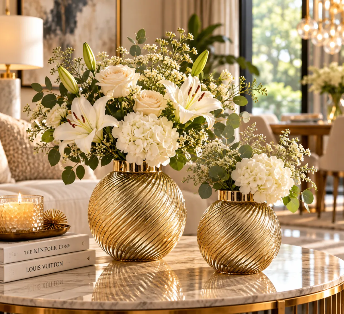 Florero de Cristal Dorado con Diseño Espiral - imagen 3
