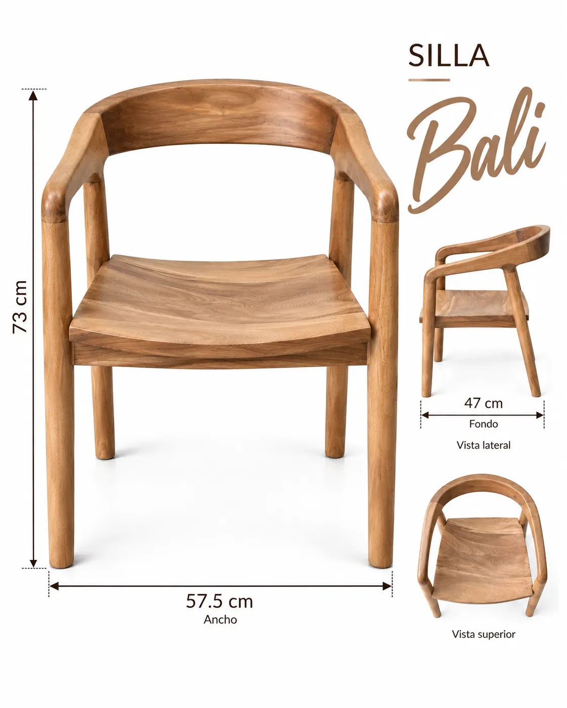 SILLA BALI MADERA - imagen 4
