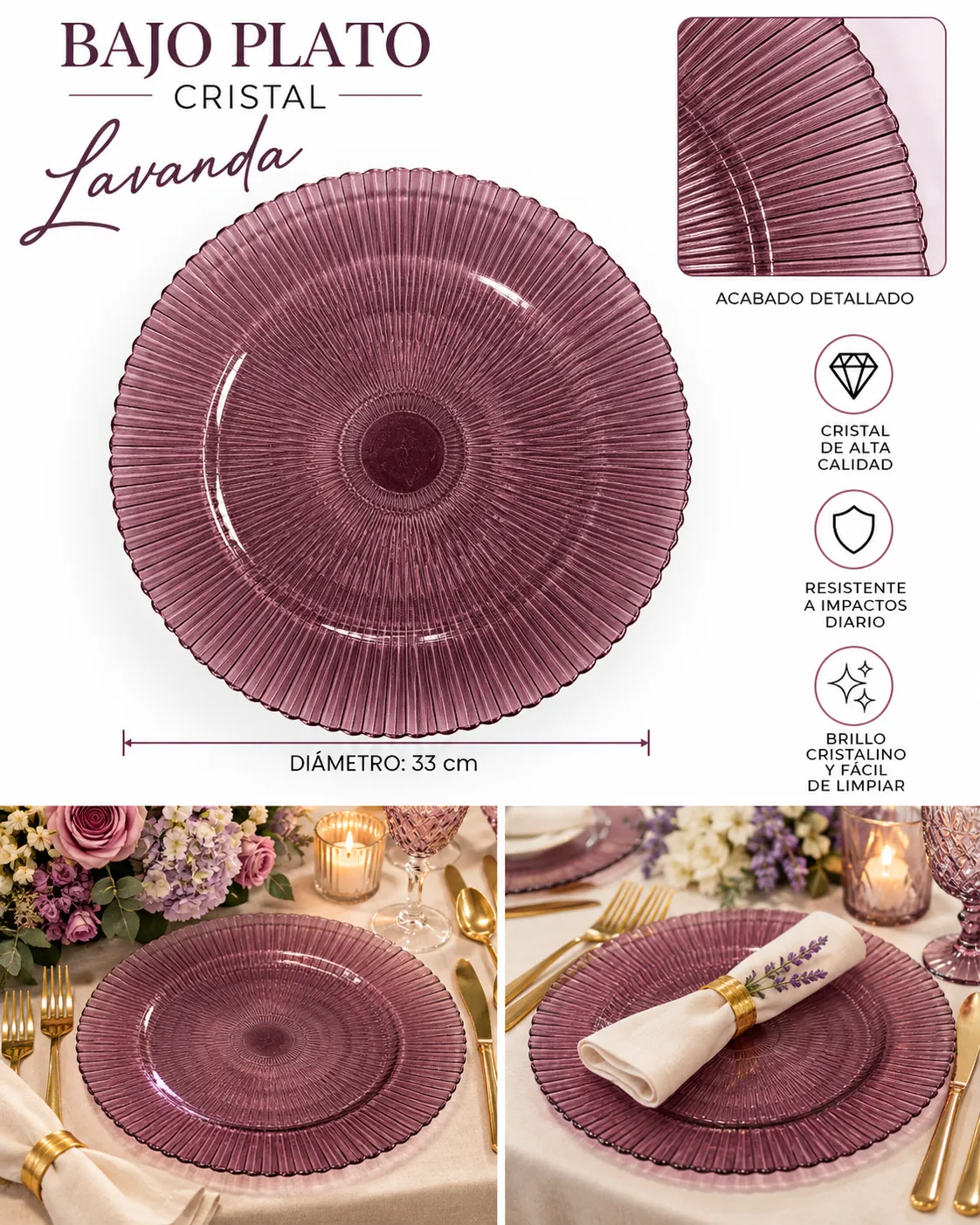 BAJO PLATO LAVANDA - imagen 4